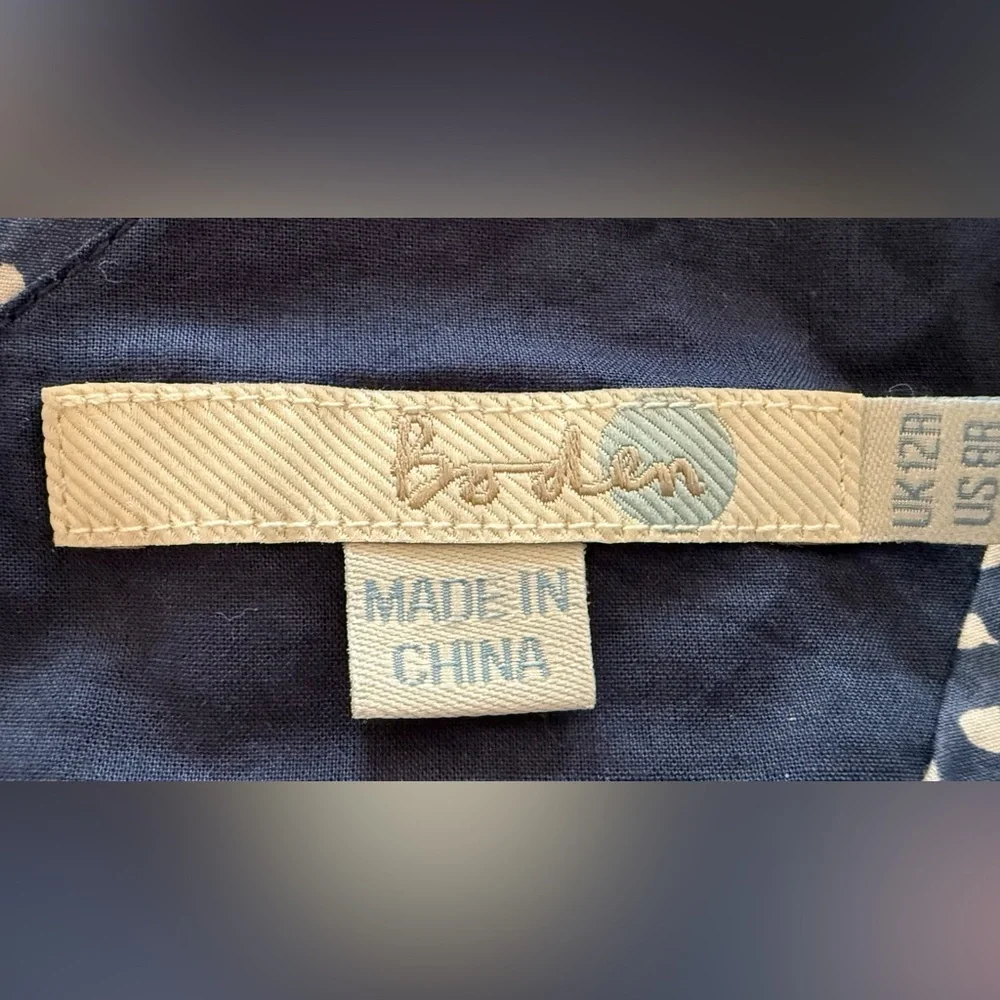 ✨ Boden Blue Print Cotton Fit & Flare Dress | Size 8 | Lined - Picture 8 of 9